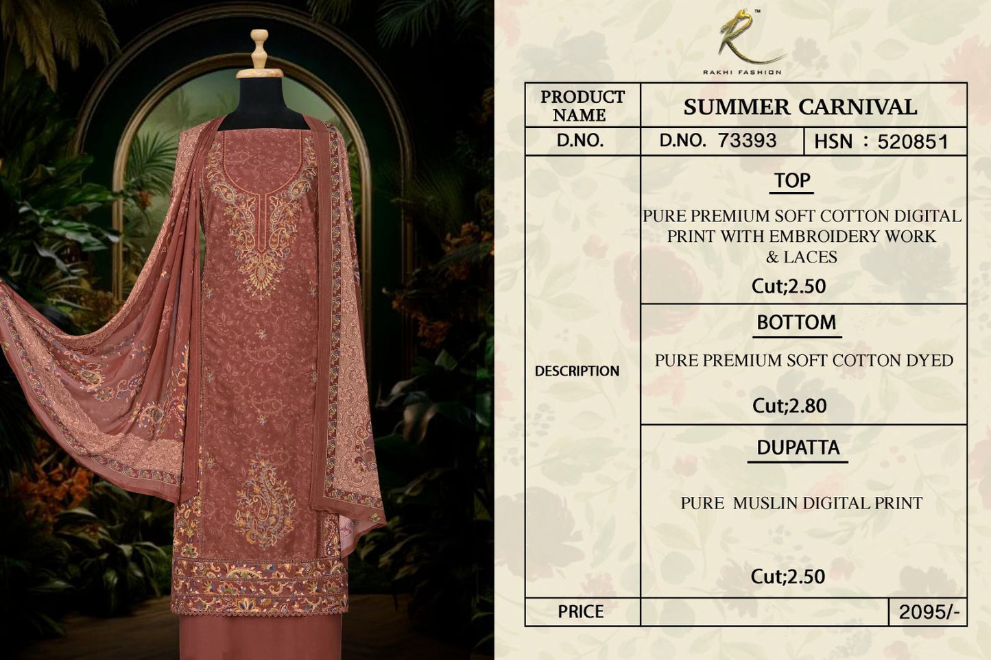 Summer Carnival Rakhi Fashion Soft Cotton Salwar Suits Supplier