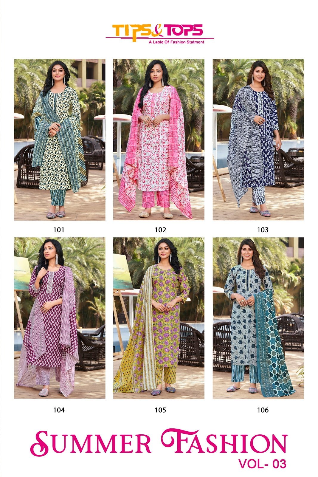 Summer Fashion Vol 3 Tips Tops Cotton Readymade Pant Style Suits