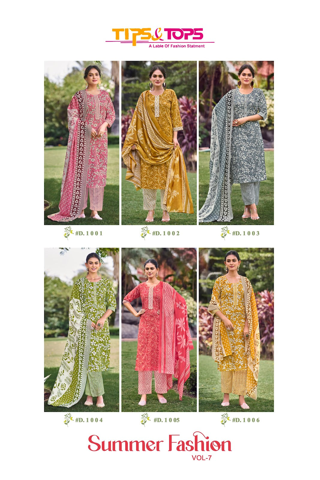 Summer Fashion Vol 7 Tips Tops Cotton Readymade Pant Style Suits Exporter