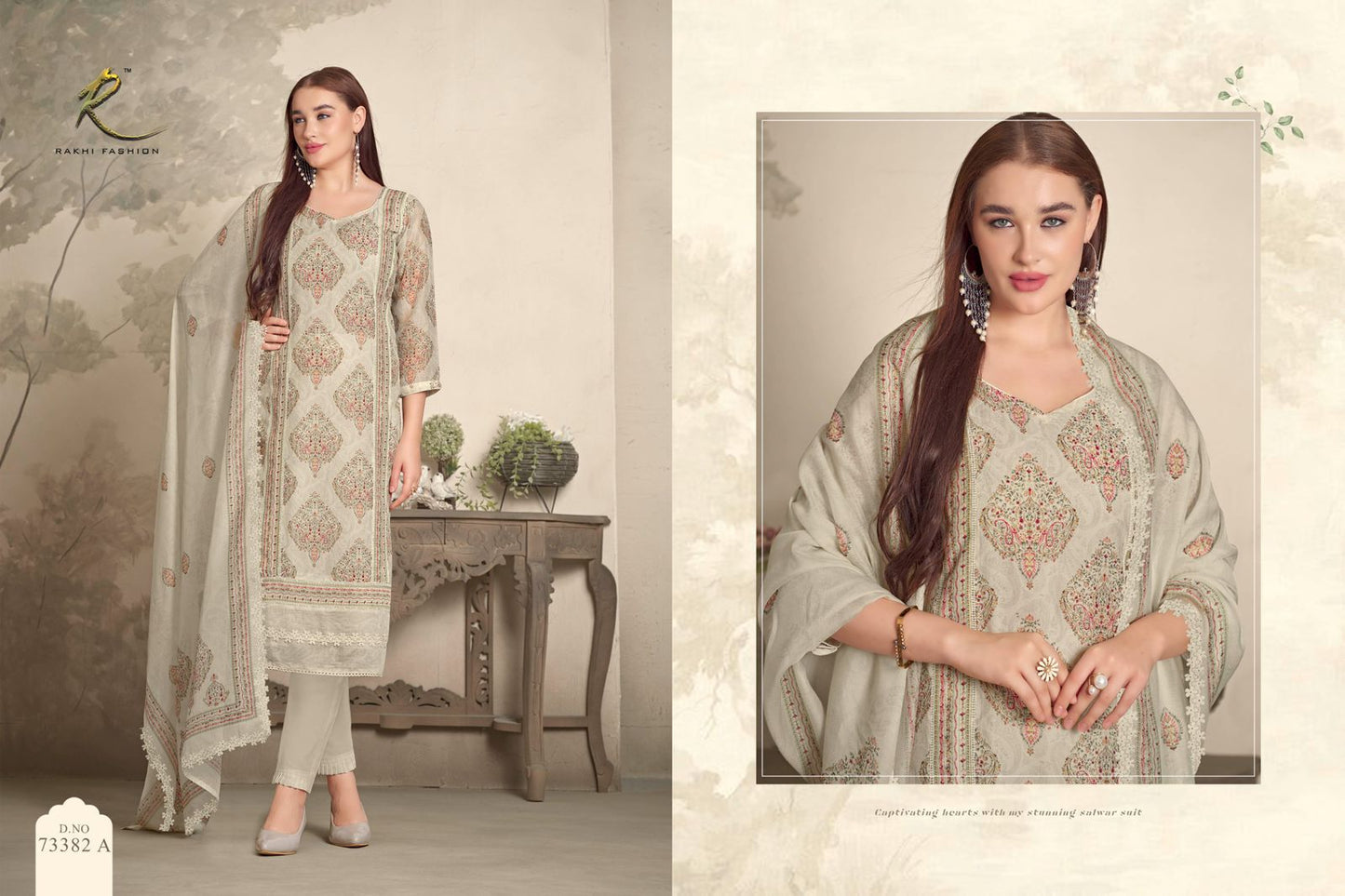 Summer Fragrance Rakhi Fashion Bemberg Pant Style Suits Wholesale Price