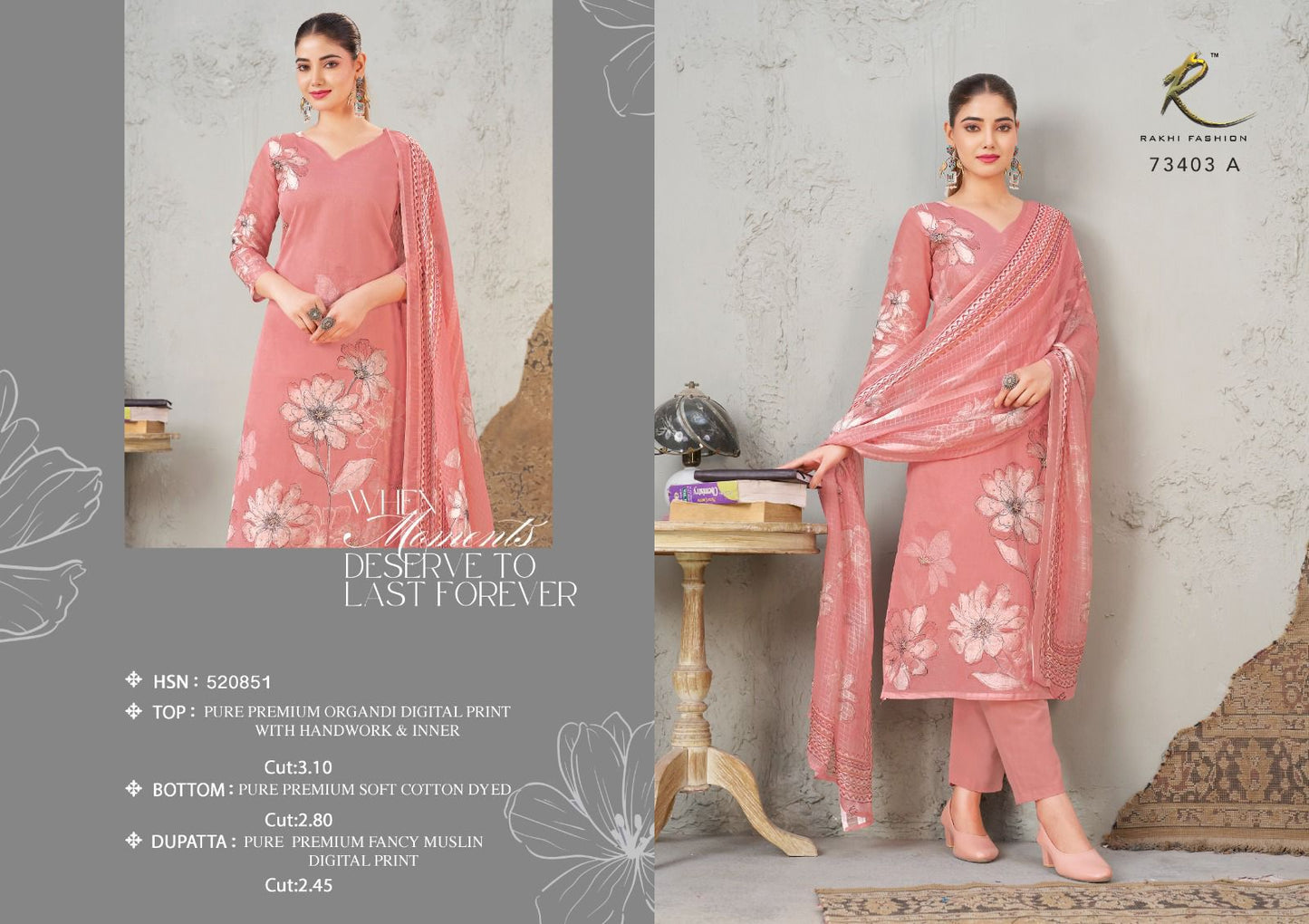 Summer Haute Rakhi Fashion Pure Organdy Pant Style Suits Manufacturer