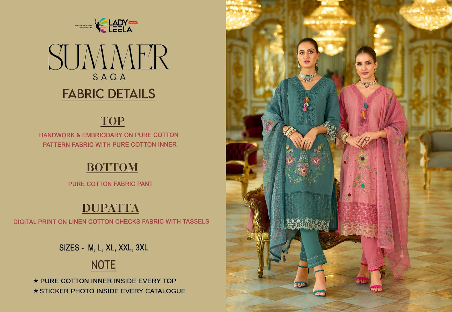 Summer Saga Ladyleela Pure Cotton Readymade Pant Style Suits Wholesaler Gujarat