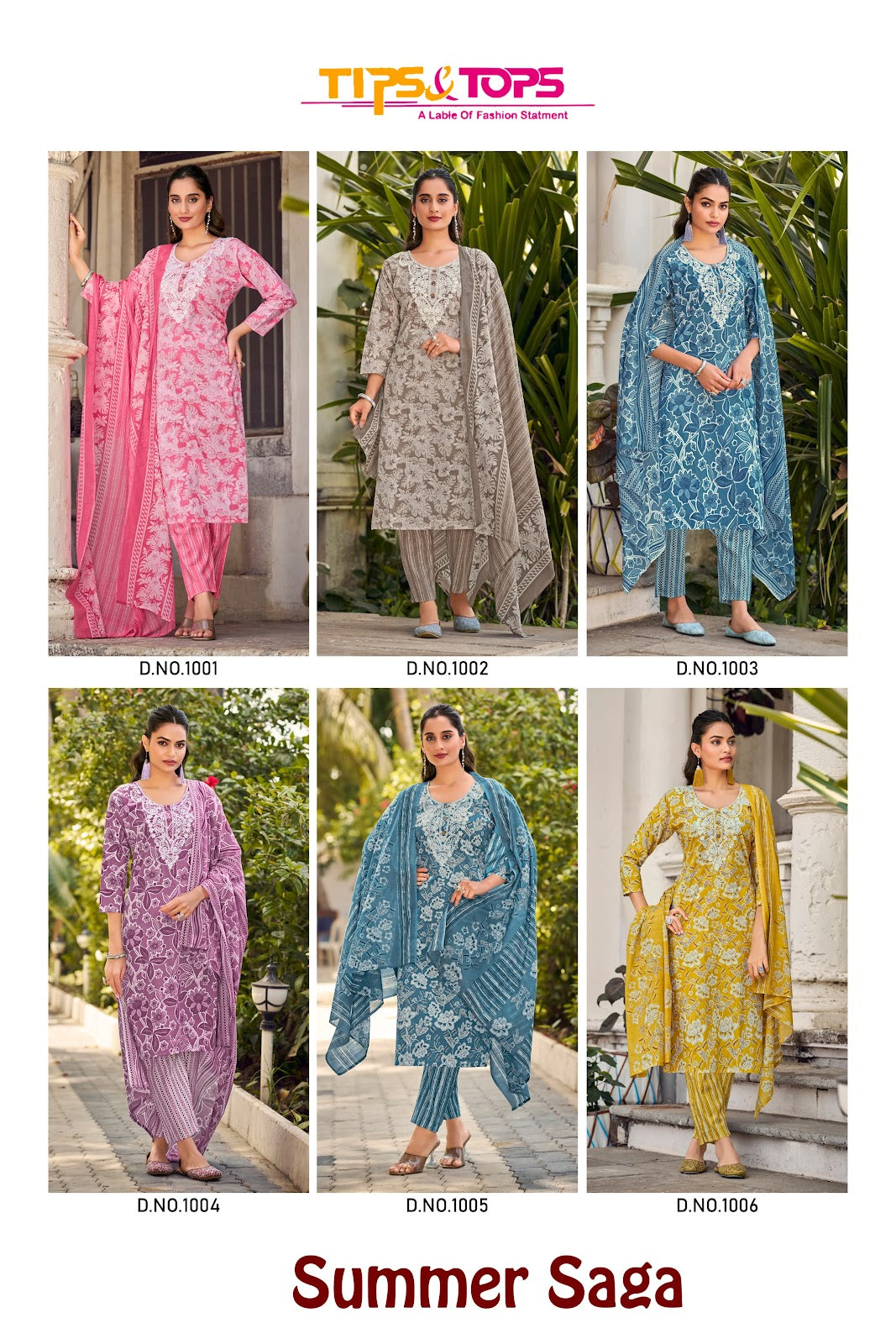 Summer Saga Tips Tops Cotton Readymade Pant Style Suits Exporter