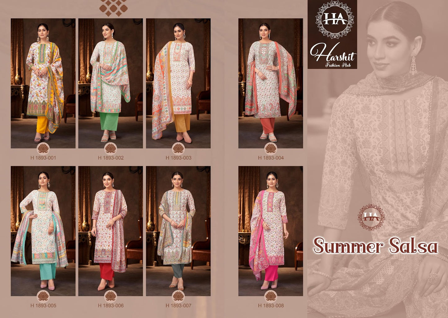 Summer Salsa Harshit Fashion Cambric Pant Style Suits Wholesaler Ahmedabad