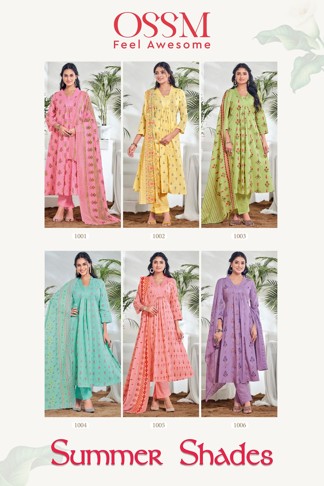 Summer Shades Ossm Pure Cotton Readymade Anarkali Suits Exporter India