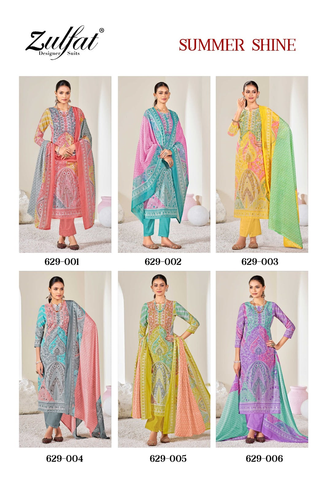 Summer Shine Zulfat Designer Cotton Karachi Salwar Suits Exporter India