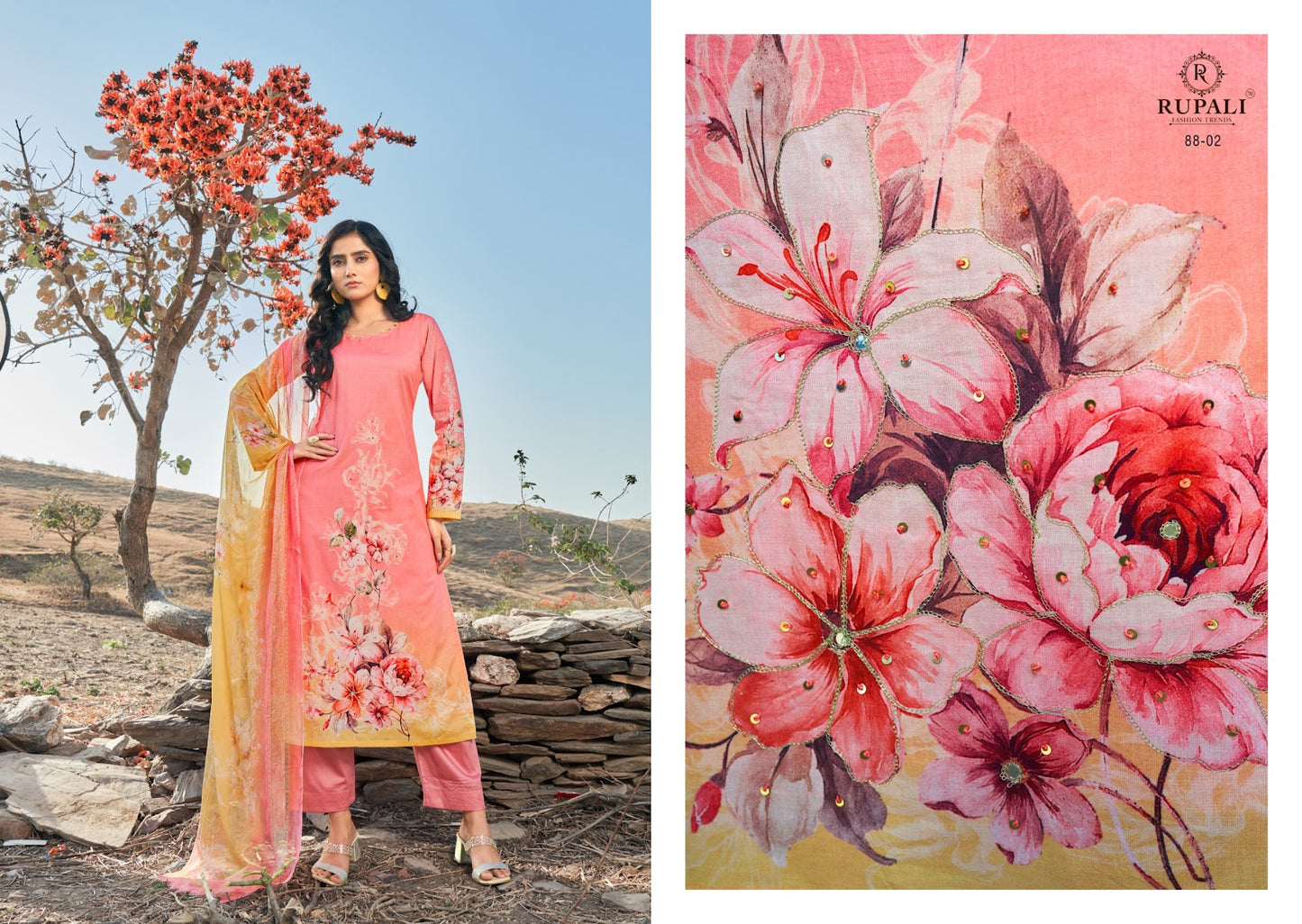 Summer Sunshine Rupali Pure Lawn Pant Style Suits Wholesale Price
