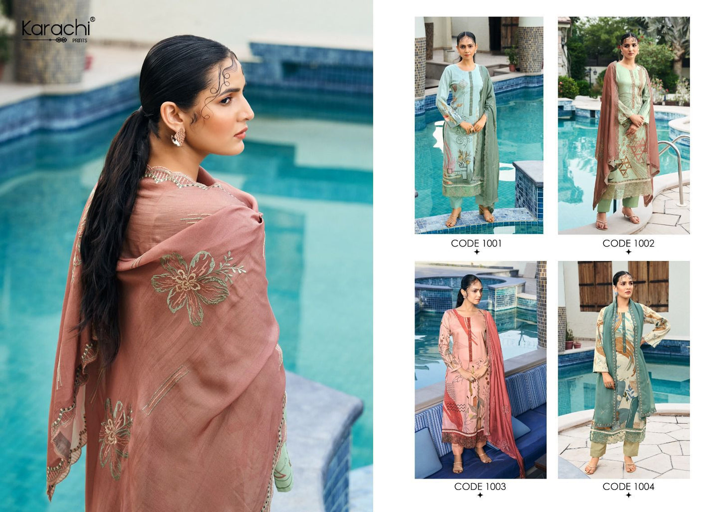 Summer Swag Karachi Prints Pure Jaam Plazzo Style Suits Supplier India