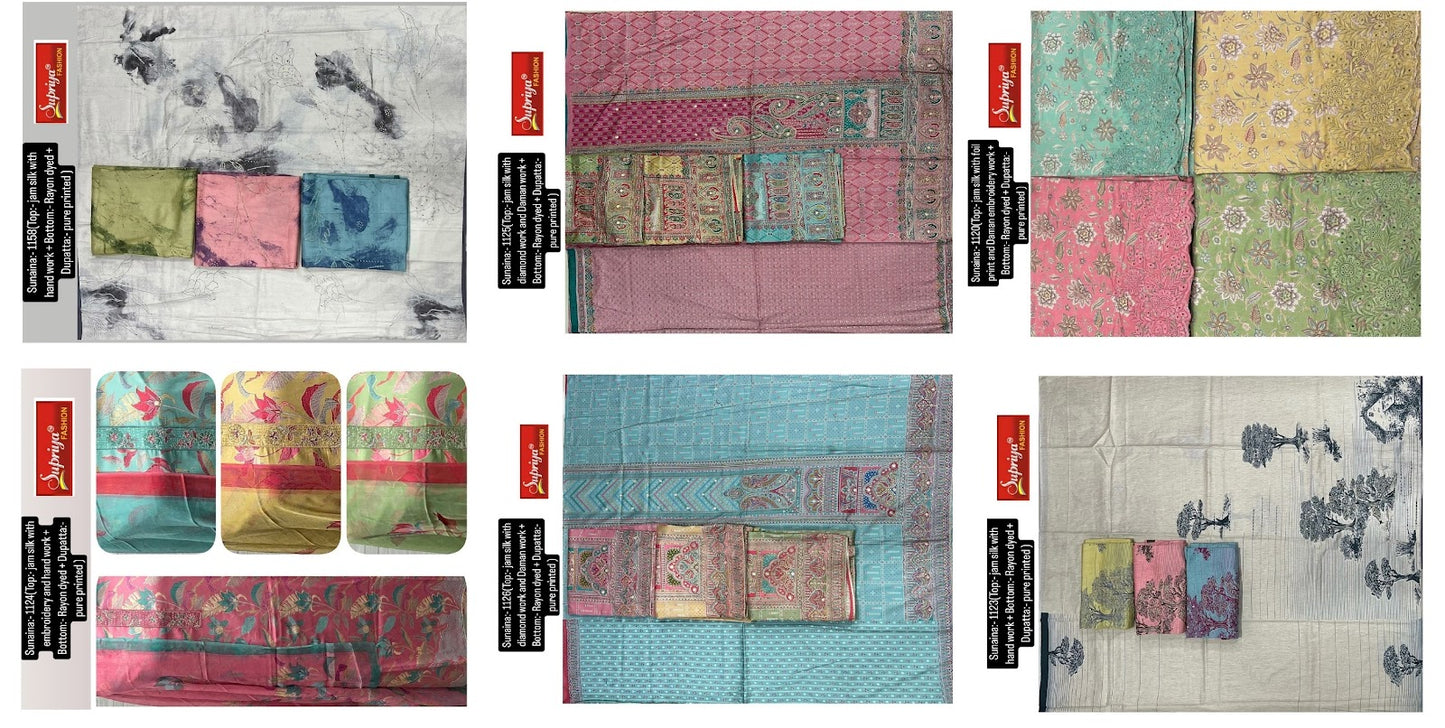 Sunaina Supriya Fashion Jam Silk Salwar Suits Exporter