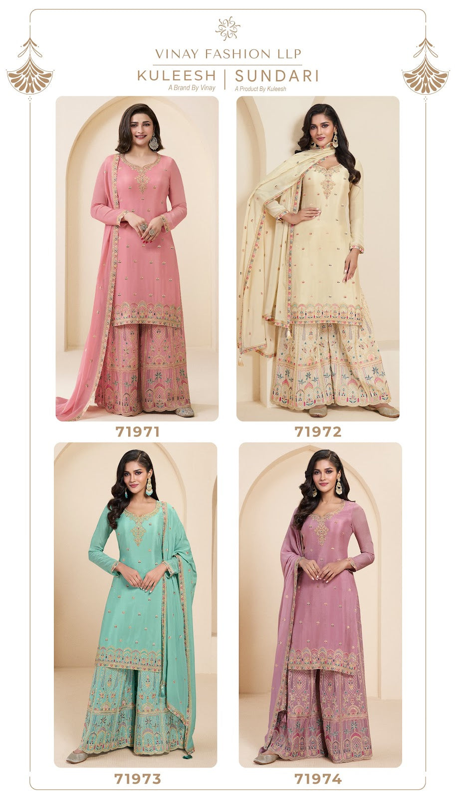 Sundari Kuleesh Vinay Fashion Llp Chinon Plazzo Style Suits Supplier Gujarat