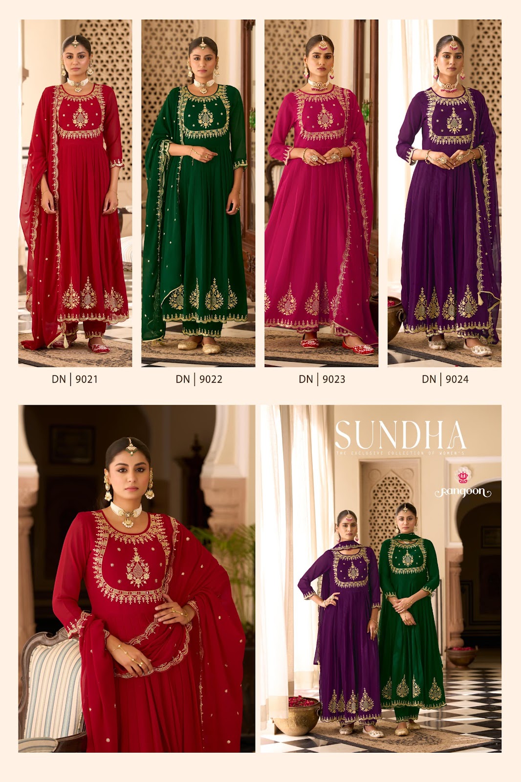 Sundha Rangoon Georgette Readymade Anarkali Suits Manufacturer Gujarat