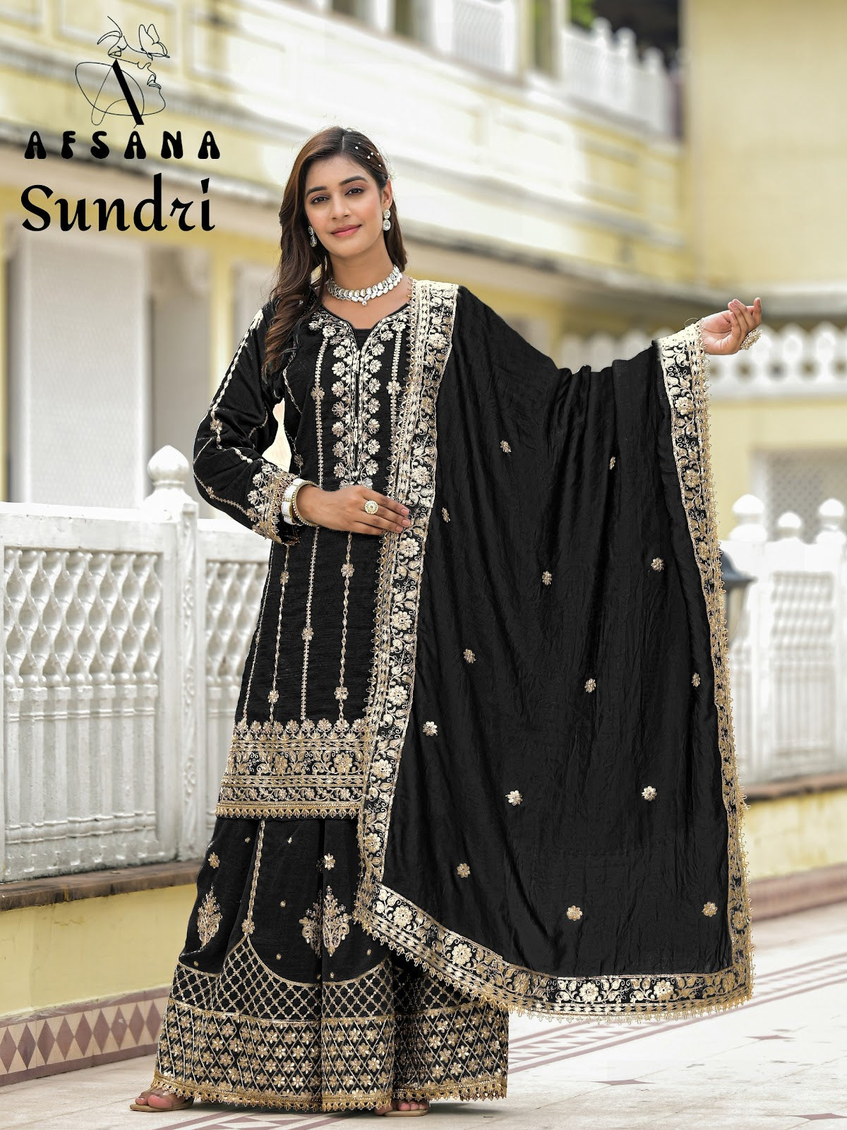 Sundri Afsana Vichitra Readymade Sharara Suits Exporter
