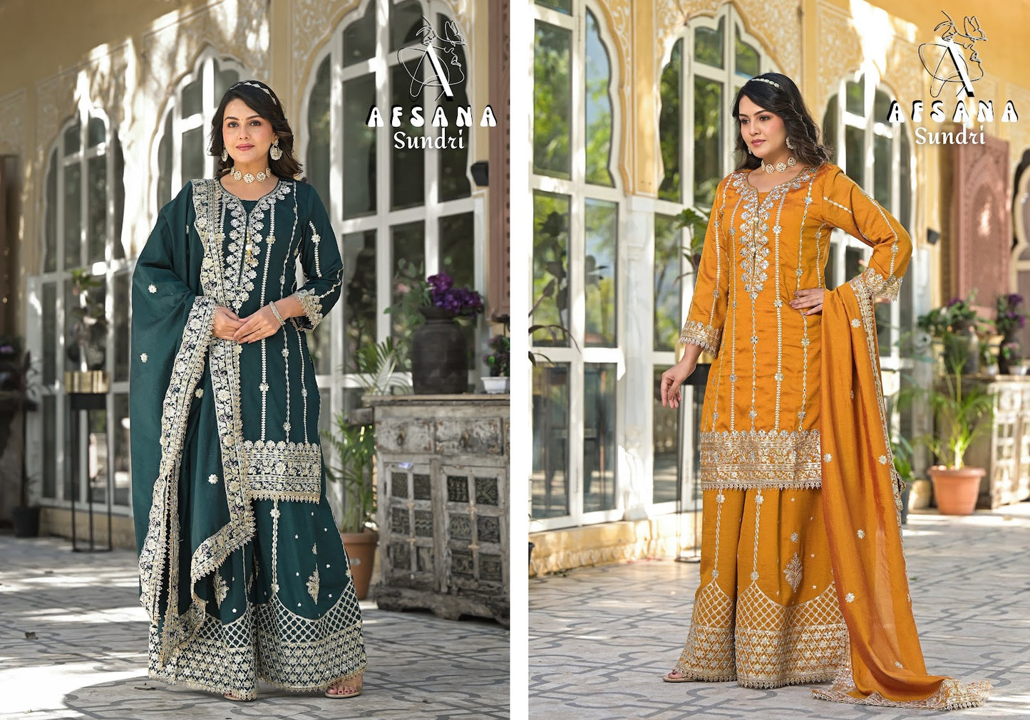 Sundri Edition 5 Afsana Vichitra Readymade Plazzo Style Suits Wholesale Rate