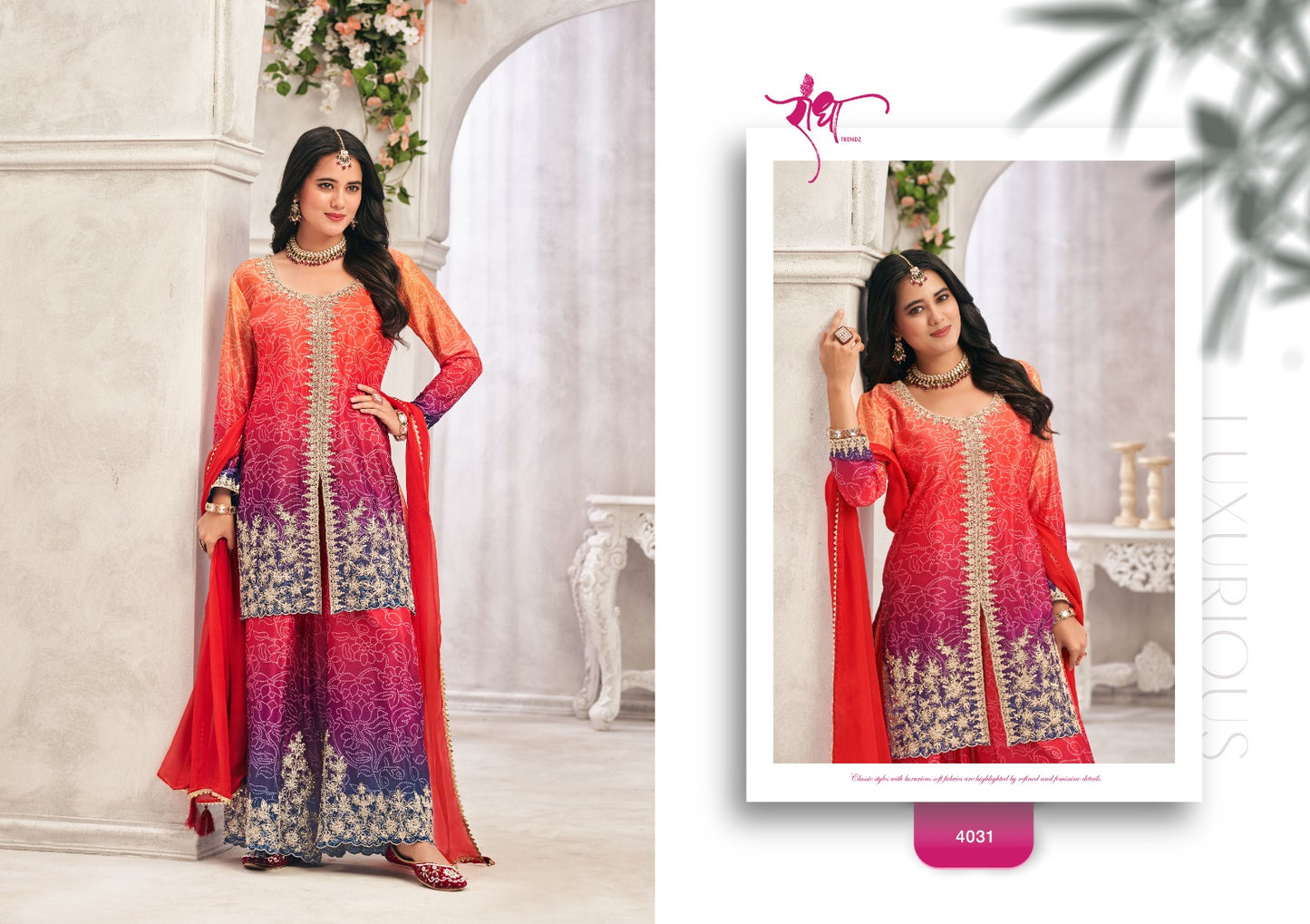 Sundri Radha Trendz Chinon Readymade Plazzo Style Suits Wholesaler India