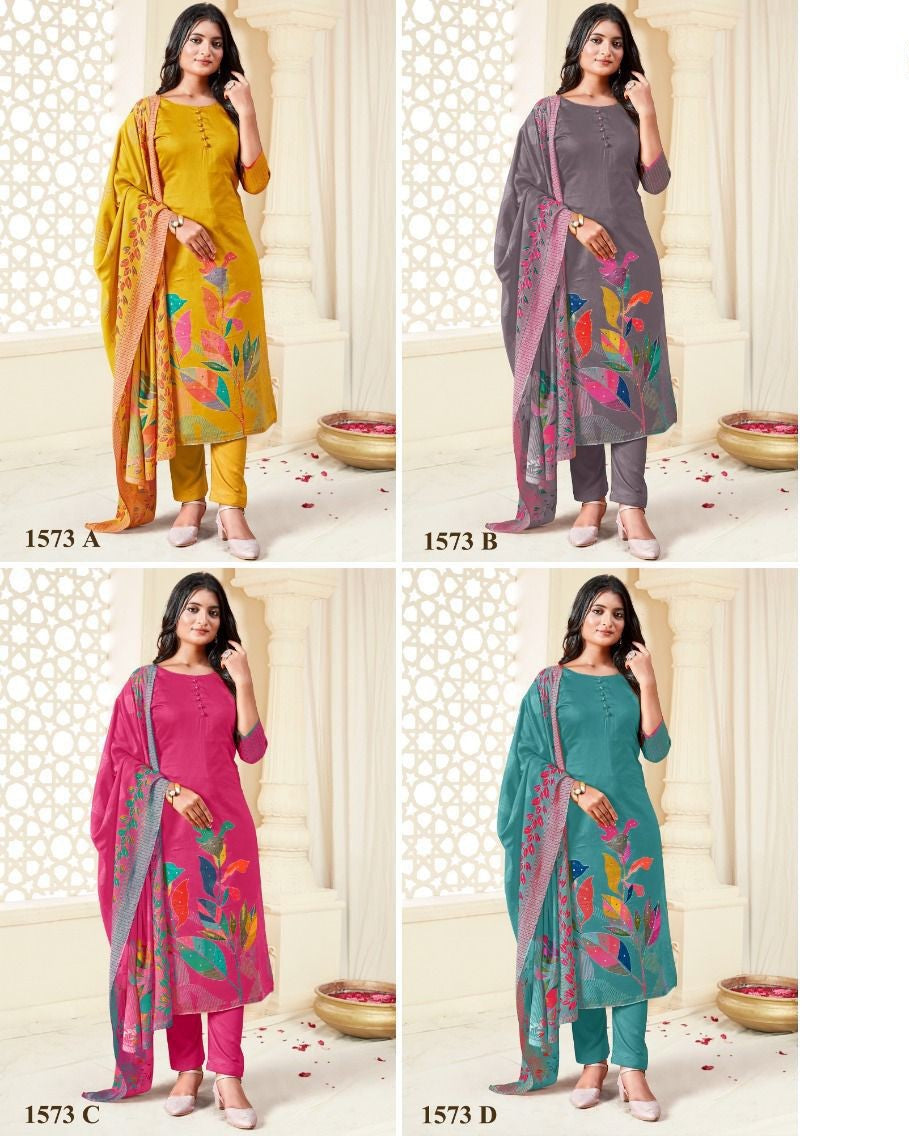 Sunflower 1573 Sunrise Modal Silk Pant Style Suits Wholesale Price