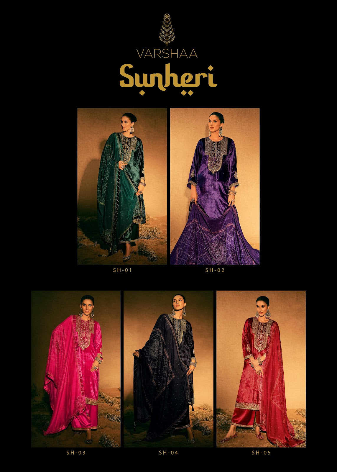 Sunheri Varsha Fashions Velvet Suits Wholesaler Ahmedabad