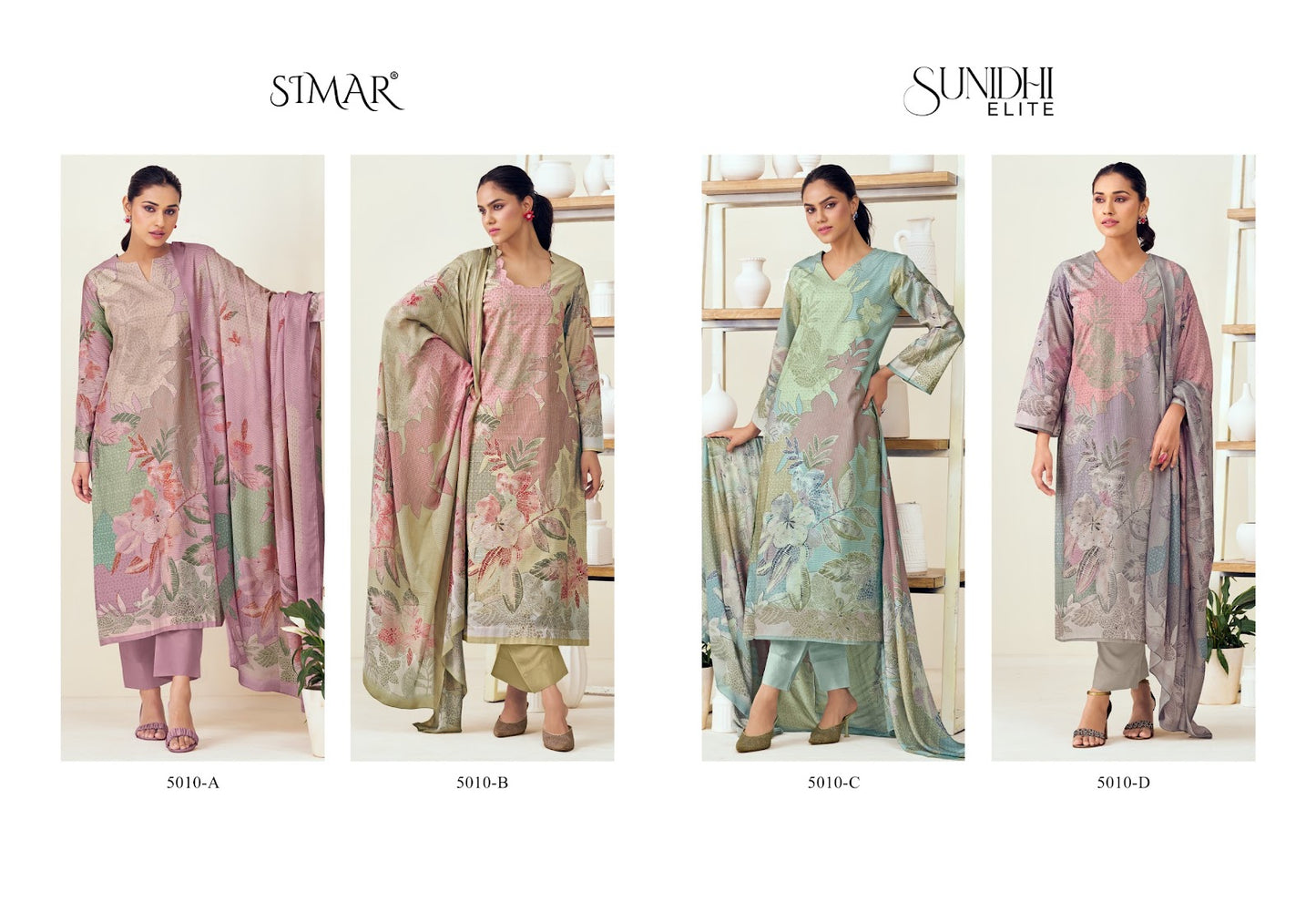 Sunidhi Elite 5010 Abcd Simar Lawn Cotton Pant Style Suits Wholesaler