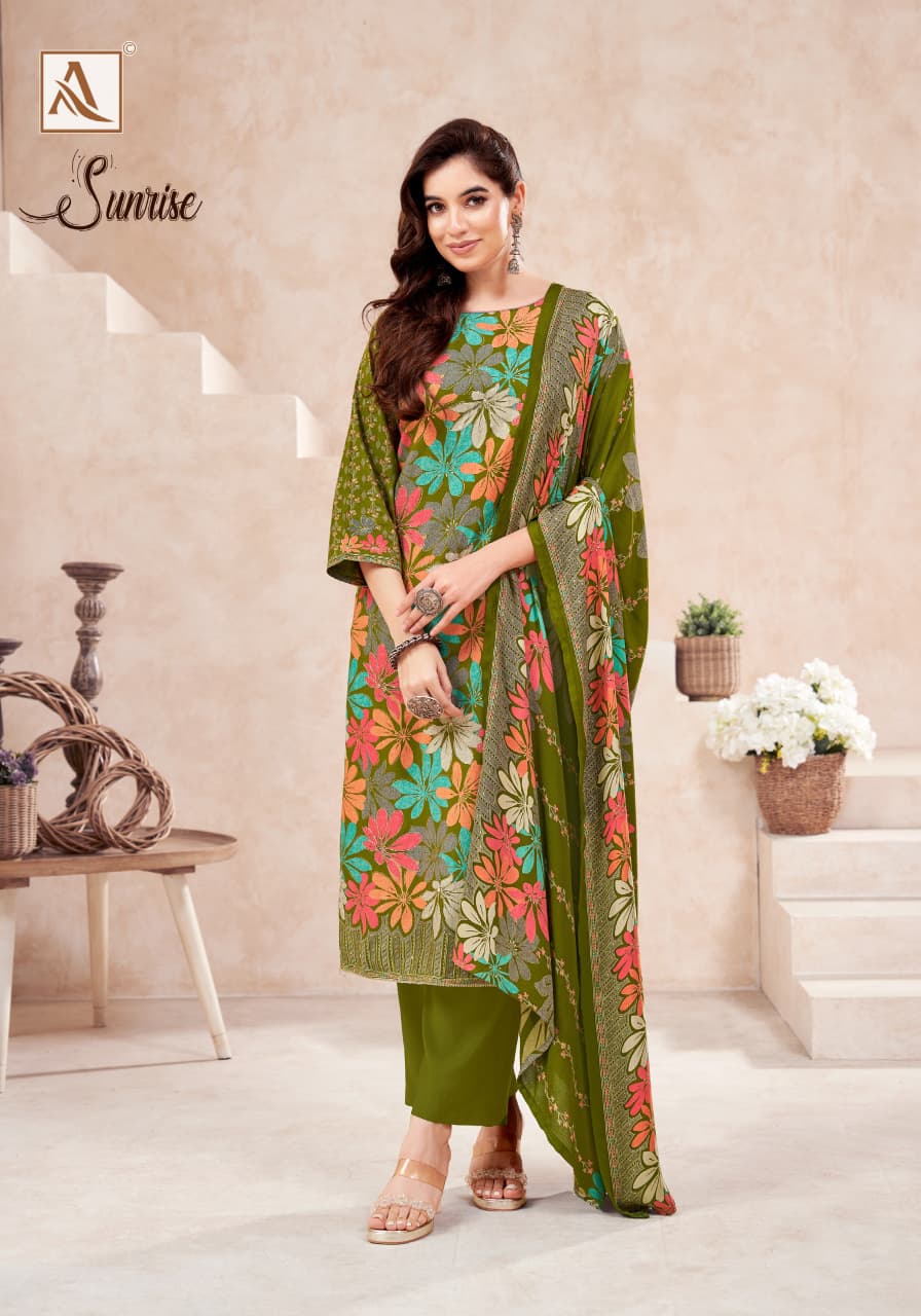 Sunrise Alok Viscose Karachi Pashmina Salwar Suits Wholesaler