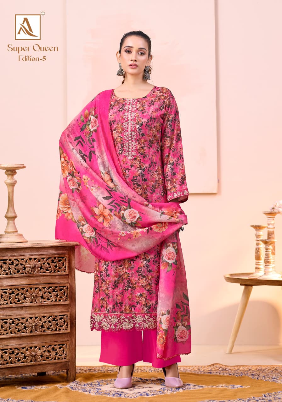 Super Queen Edition 5 Alok Premium Viscose Karachi Salwar Suits Wholesaler India