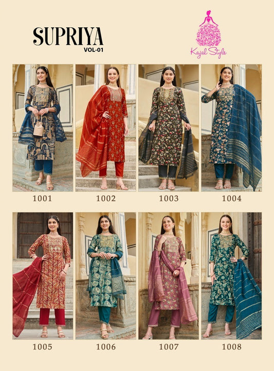 Supriya Vol 1 Kajal Style Heavy Rayon Readymade Pant Style Suits Exporter India