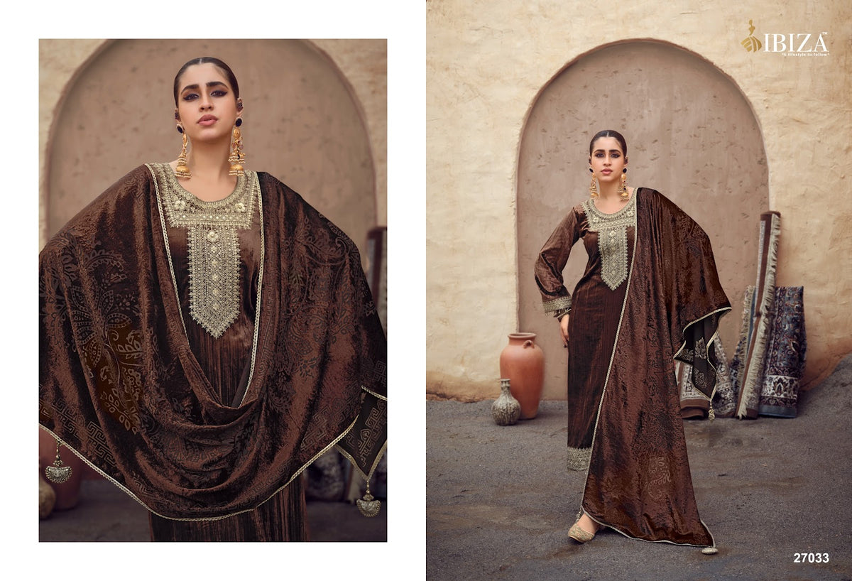 Surkh Imrozia Ibiza Viscose Velvet Suits Manufacturer Gujarat