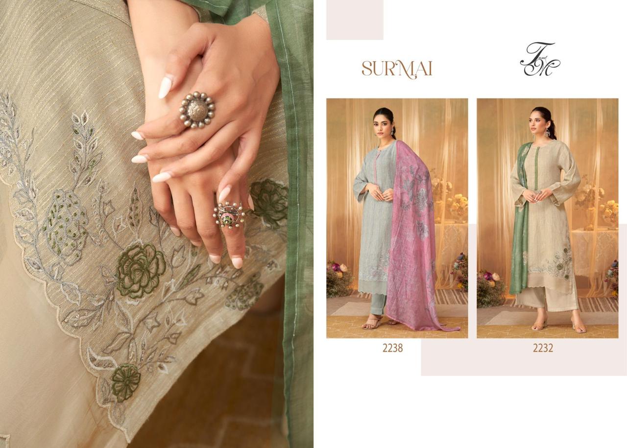 Surmai Tm Pure Linen Plazzo Style Suits Supplier