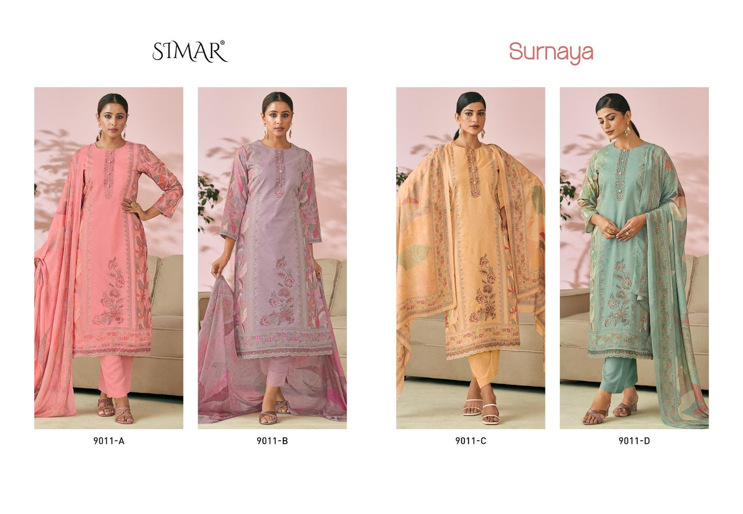 Surnaya Simar Pure Lawn Pant Style Suits Supplier Gujarat