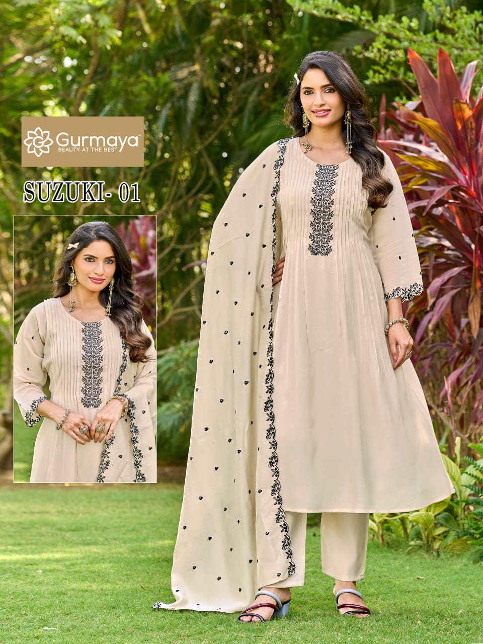 Suzuki Gurmaya Aanchi Chanderi Readymade Anarkali Suits Supplier