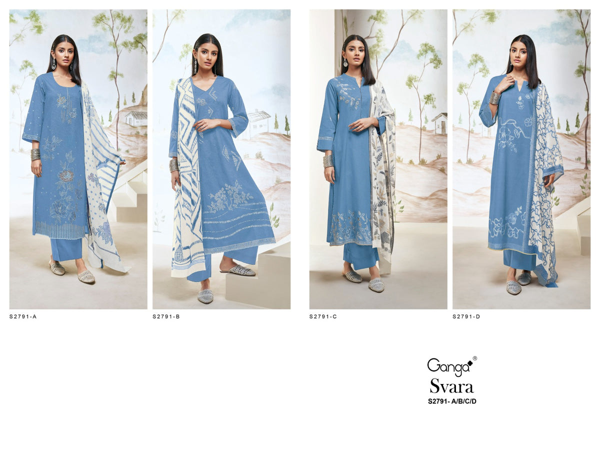 Svara 2791 Ganga Cotton Plazzo Style Suits Exporter Gujarat