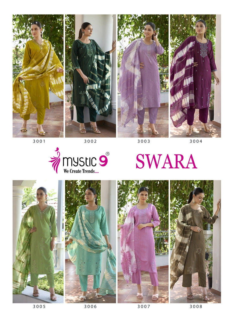 Swara Vol 3 Mystic 9 Rayon Dobby Readymade Pant Style Suits Supplier Gujarat