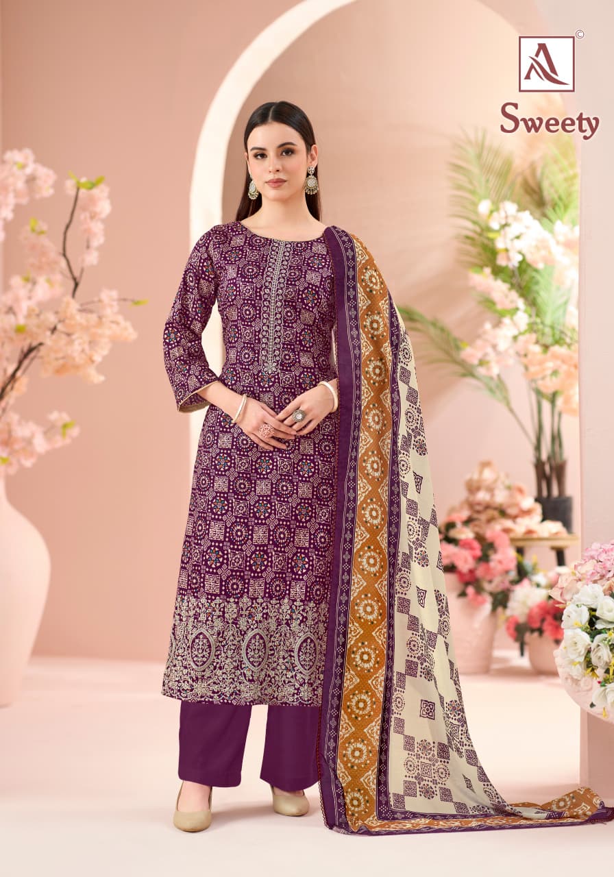 Sweety Alok Zam Cotton Karachi Salwar Suits Supplier India