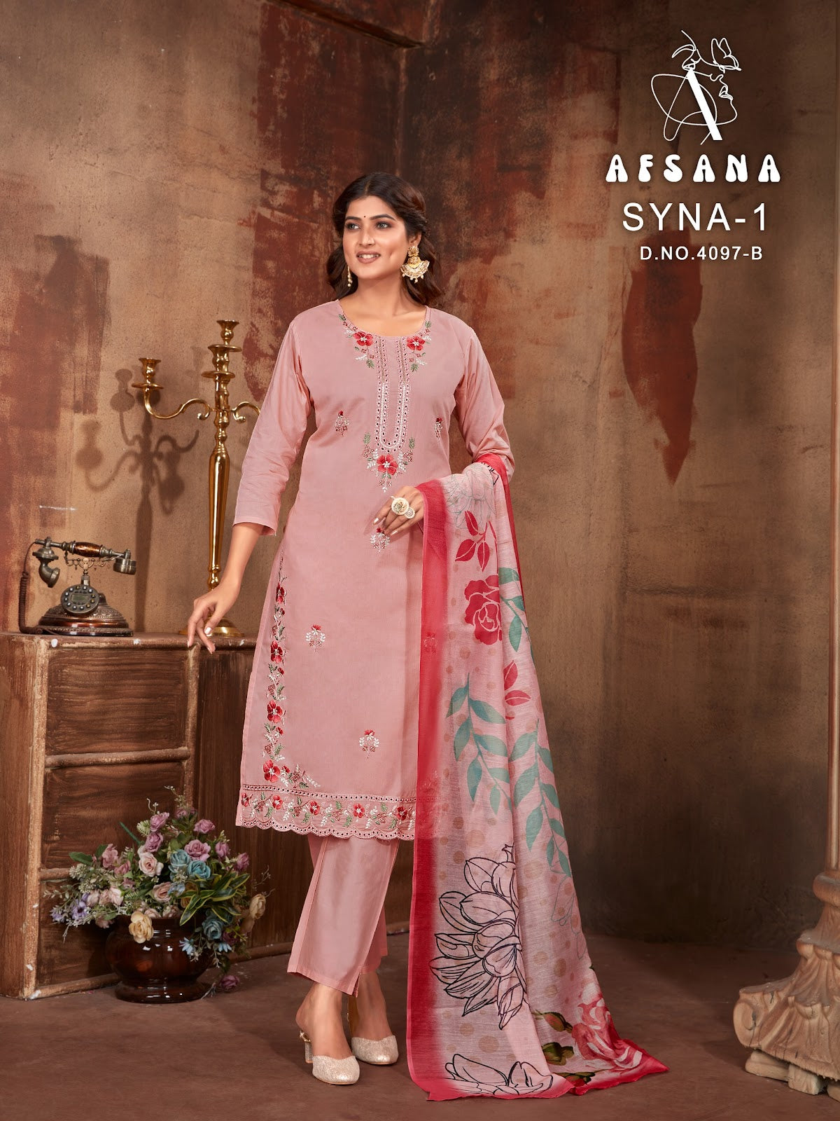 Syna 4097 Afsana Cotton Readymade Pant Style Suits Exporter Ahmedabad