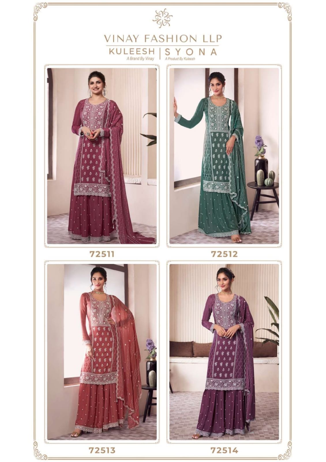 Syona Kuleesh Vinay Fashion Llp Chinon Sharara Style Suits Wholesaler