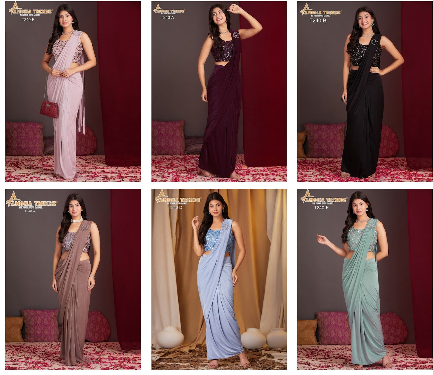 T240 Sequence Amoha Ready To Wear Saree Wholesaler Ahmedabad