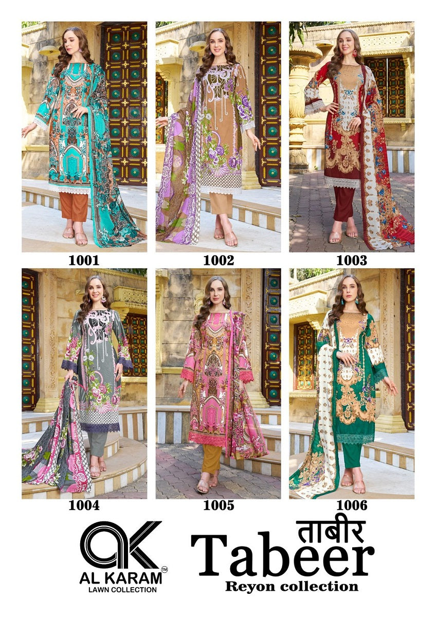 Tabeer Al Karam Viscose Rayon Karachi Salwar Suits Wholesale Rate
