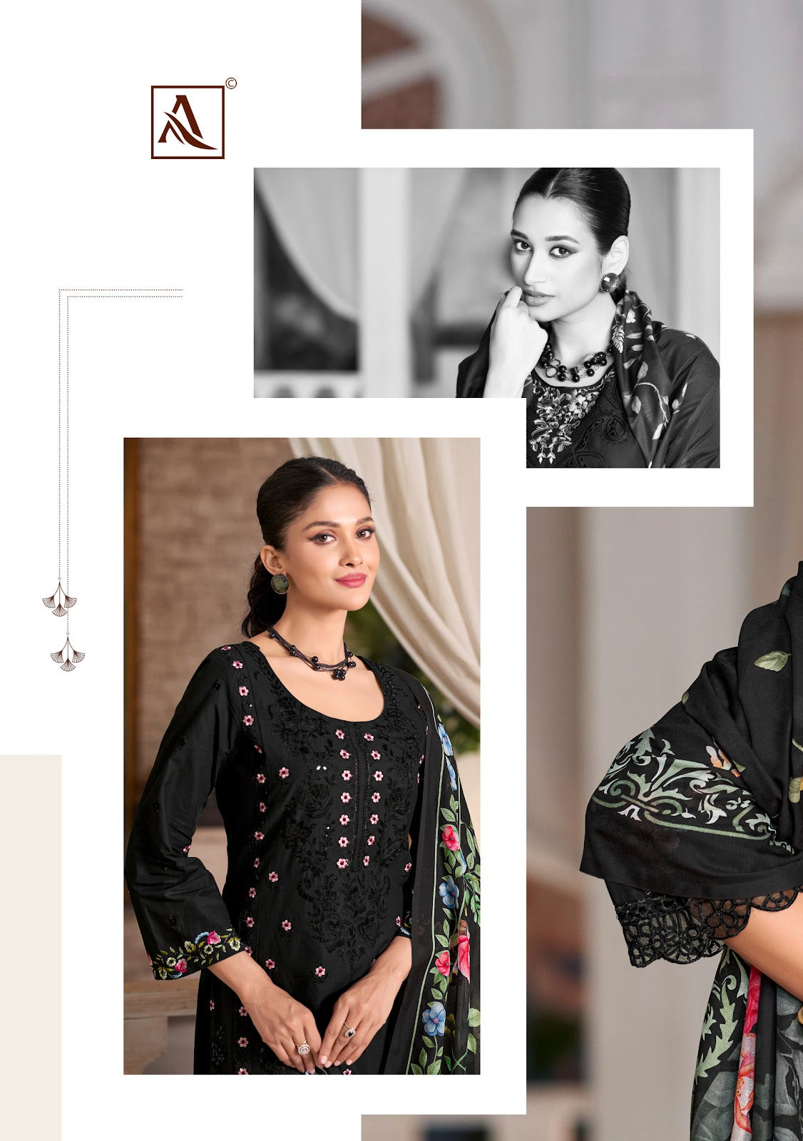 Tabeer Edition 18 Black Special Alok Cambric Lawn Karachi Salwar Suits Exporter Ahmedabad