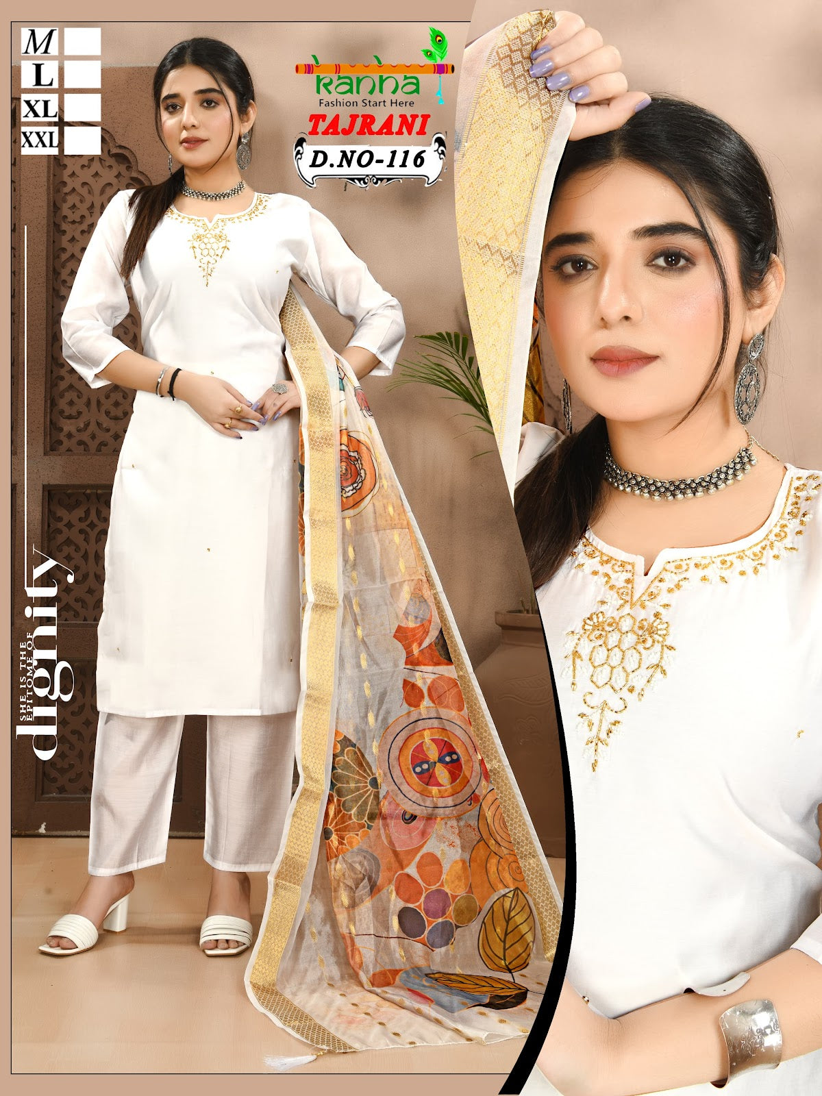 Tajrani Kanha Roman Readymade Pant Style Suits Wholesale Price
