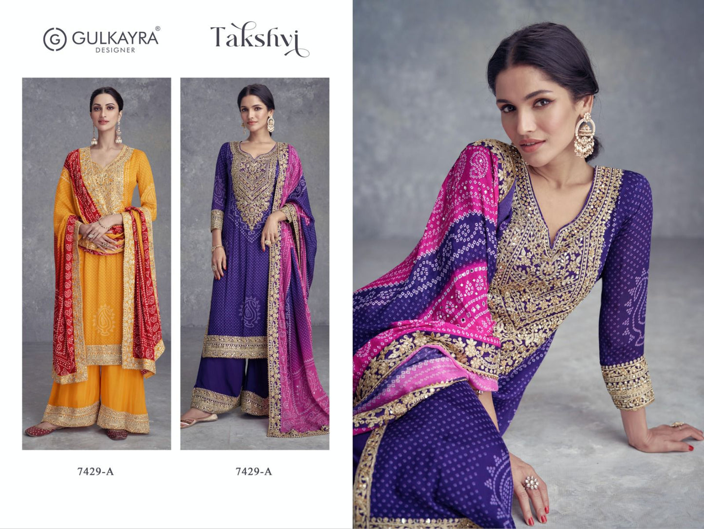 Takshvi Gulkayra Designer Chinon Readymade Suits Wholesaler