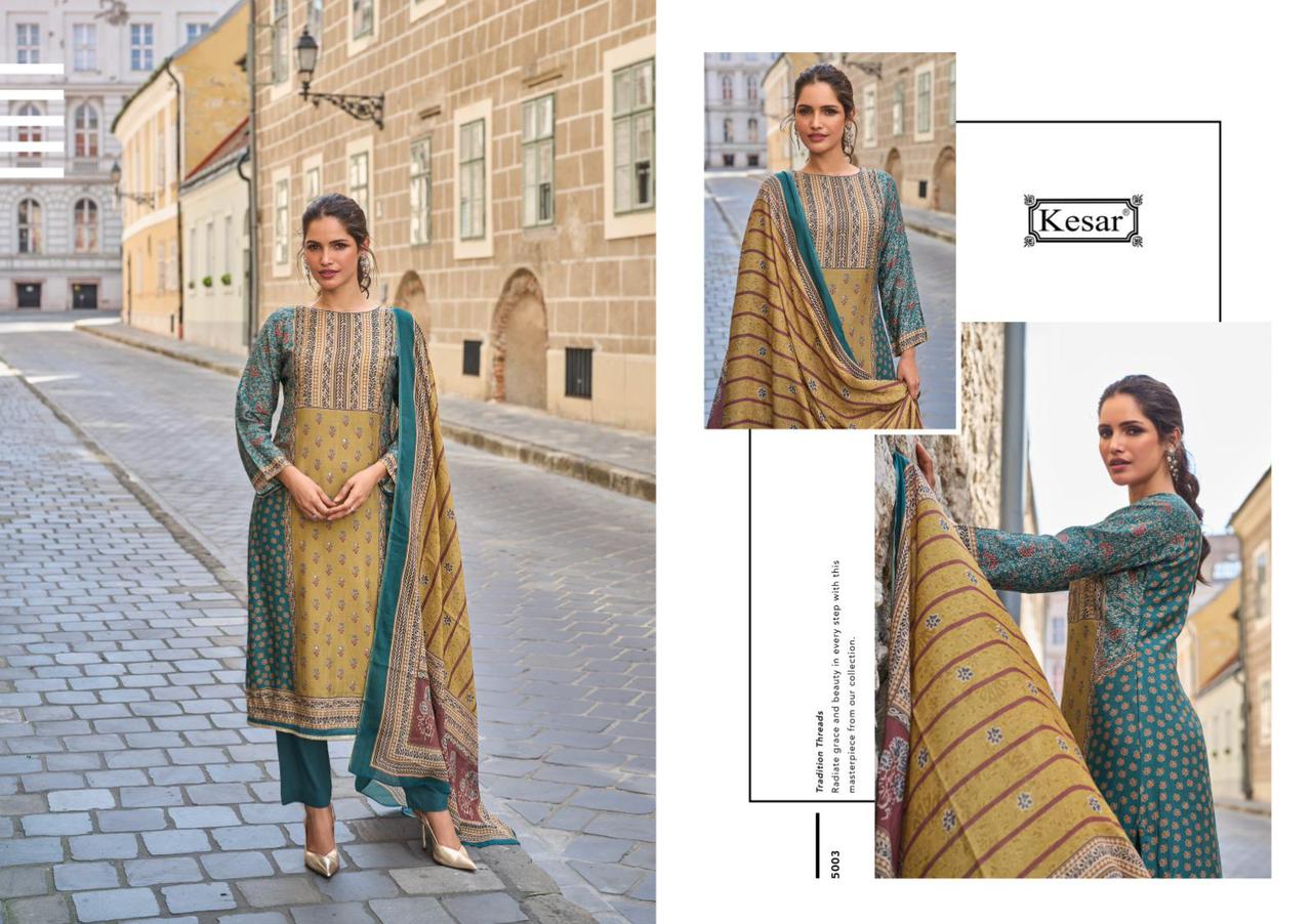 Tales Of Ajrakh Dn 5001-5004 Kesar Viscose Muslin Pant Style Suits Manufacturer