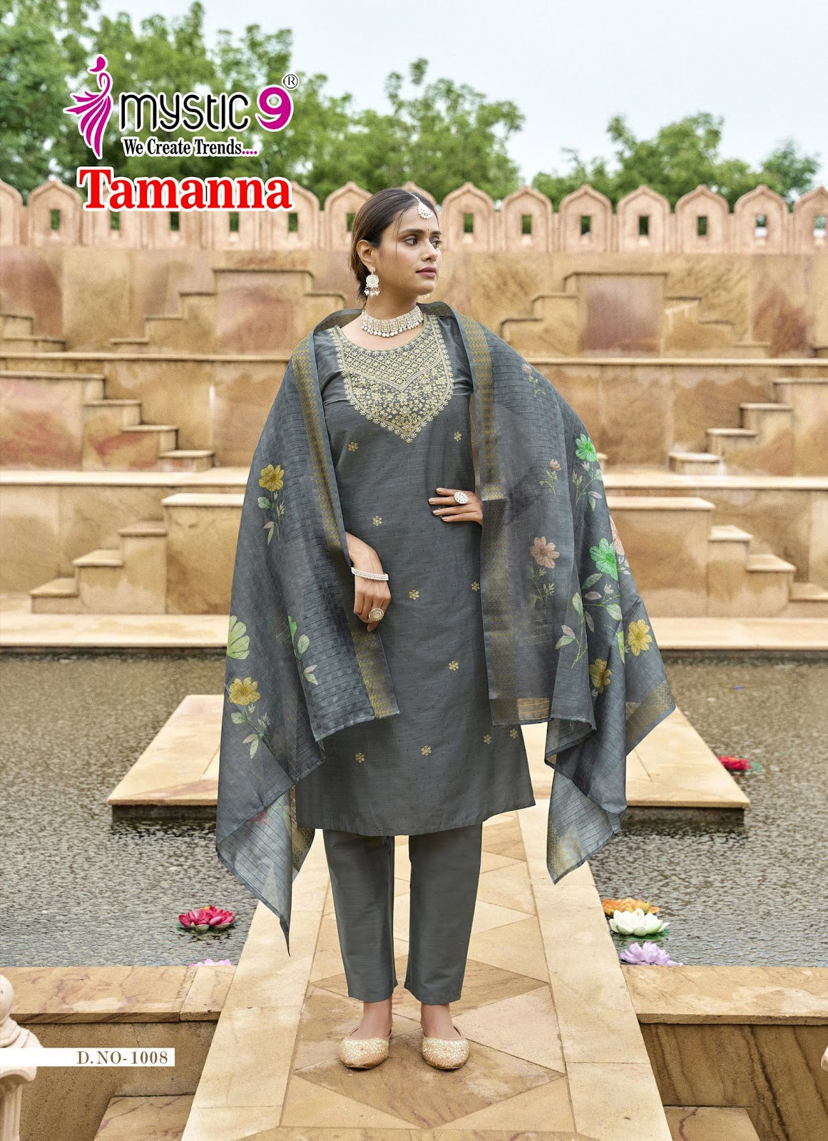 Tamanna Vol 1 Mystic 9 Banglore Silk Dobby Readymade Pant Style Suits Exporter Gujarat