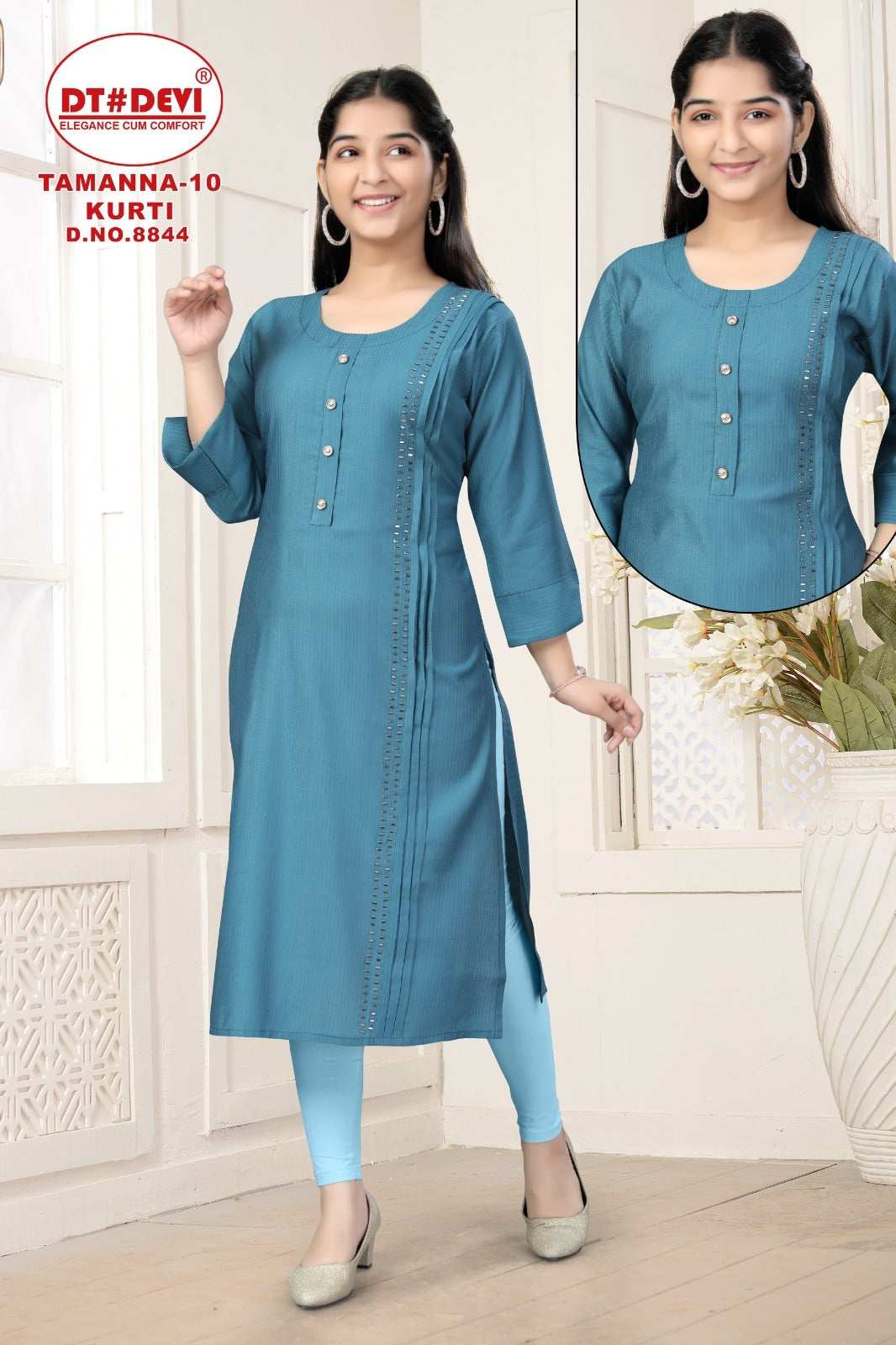 Tammana 10-8844 Dt Devi Silk Girls Kurti Supplier