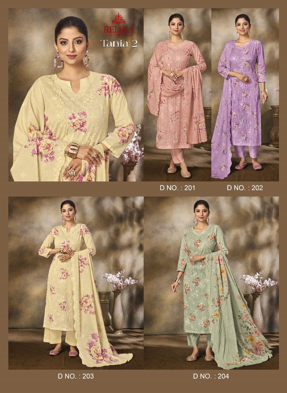 Tania Vol 2 Relssa Fabrics Cotton Lawn Plazzo Style Suits