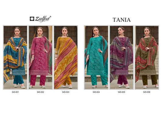 Tania Zulfat Designer Pure Cotton Pant Style Suits