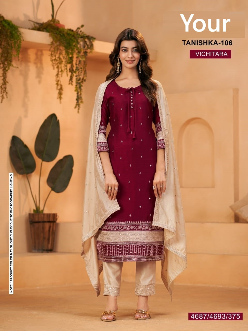 Tanishka Your Vichitra Silk Readymade Pant Style Suits Supplier Ahmedabad