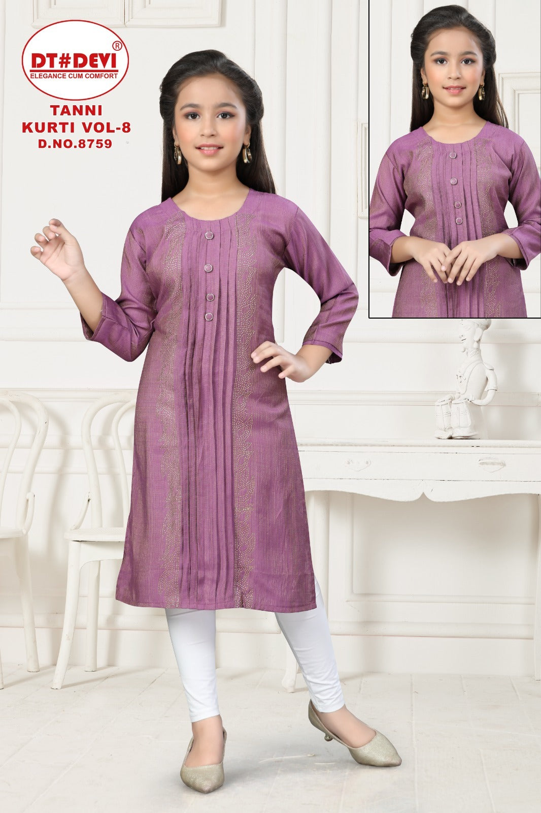 Tanni Vol 8 8759 Dt Devi Vetican Girls Kurti Supplier Gujarat