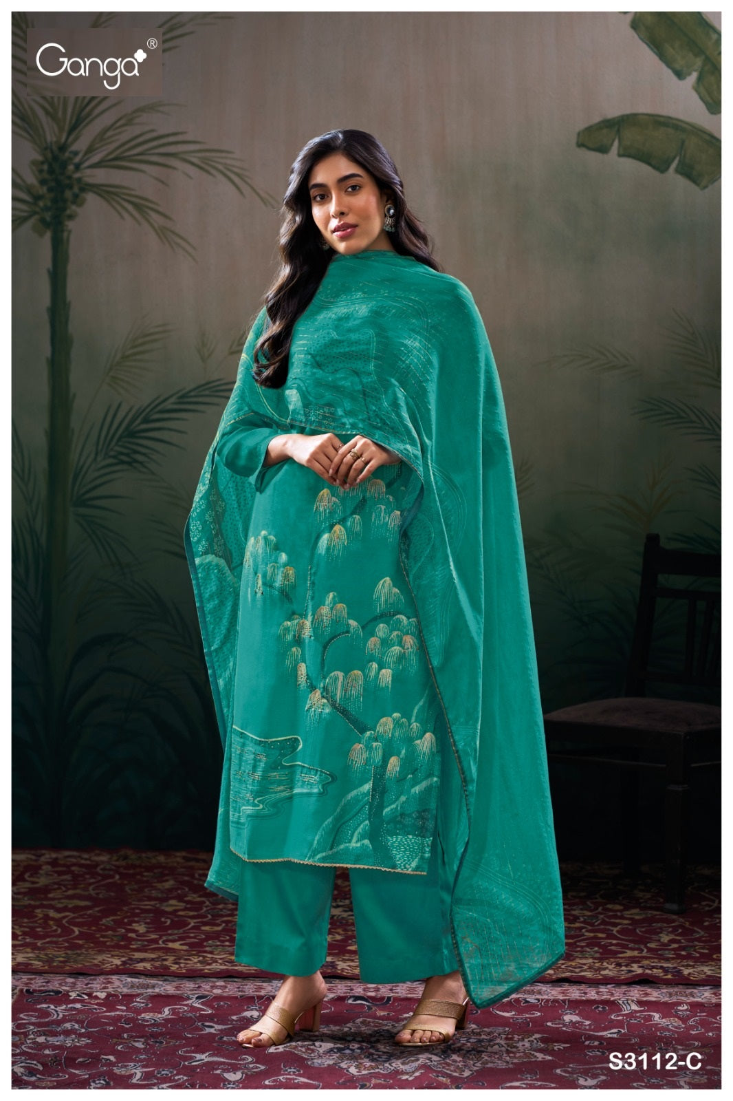 Tansi 3112 Ganga Premium Bemberg Plazzo Style Suits Manufacturer Gujarat