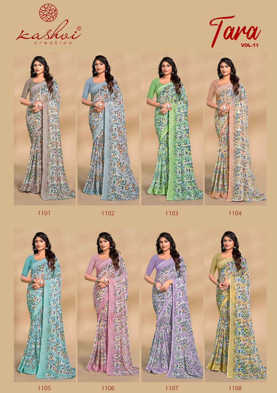 Tara Vol 11 Kashvi Creation Weightless Sarees Manufacturer Ahmedabad