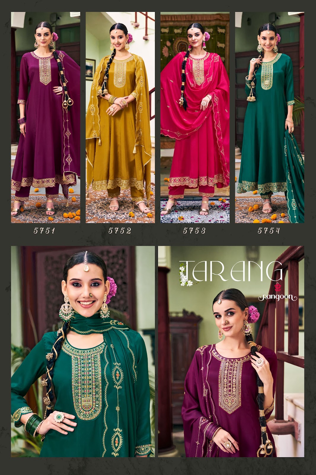 Tarang Rangoon Chinon Silk Readymade Anarkali Suits Supplier Gujarat