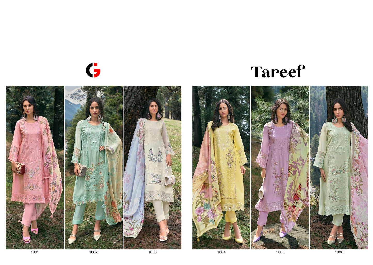 Tareef Gull Jee Russian Silk Pant Style Suits Wholesaler