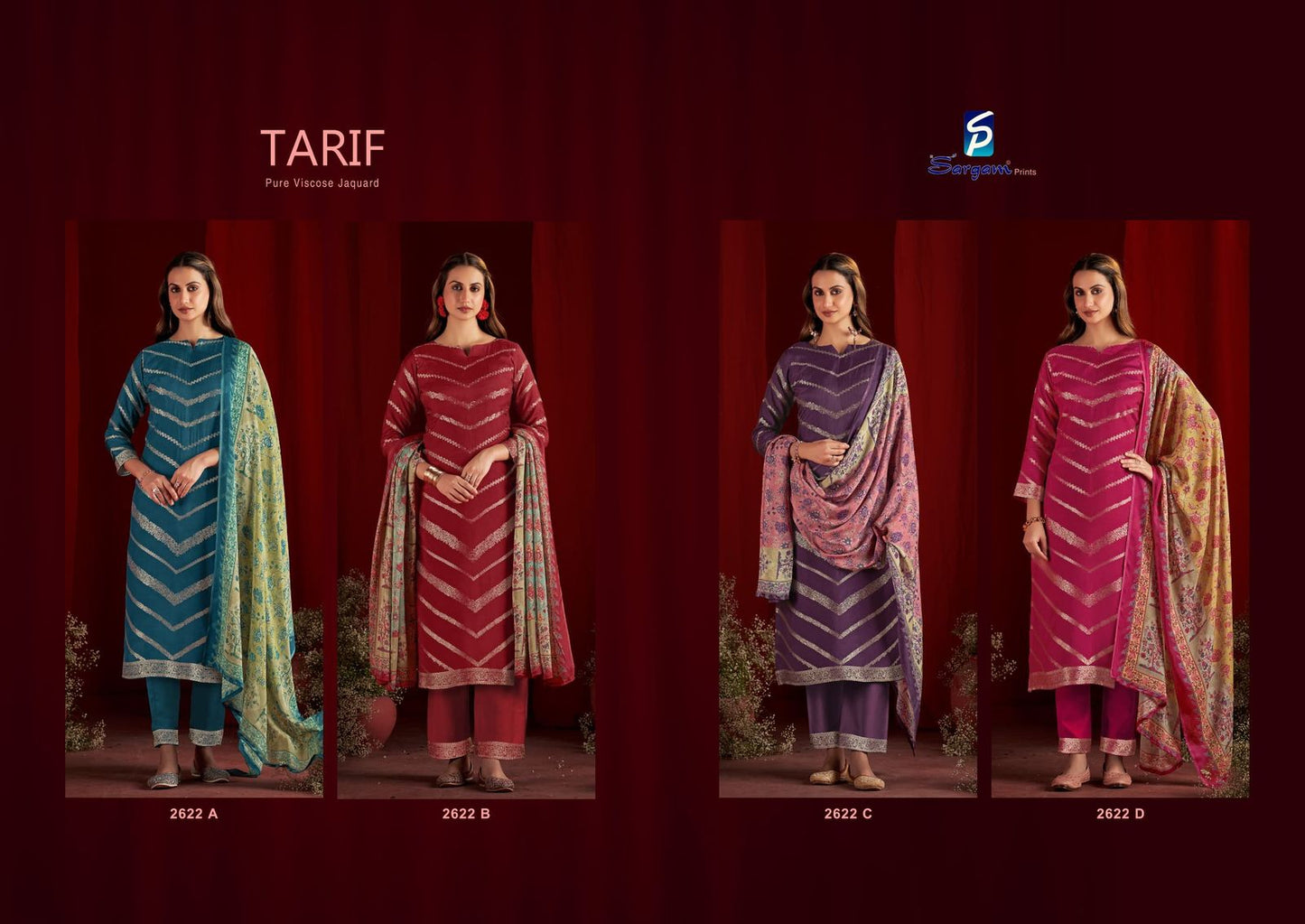 Tarif Sargam Prints Pure Bemberg Muslin Pant Style Suits Wholesale Price